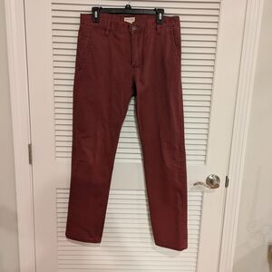 Docker Men's Burgundy Chinos Slim Tapered Size 32/30